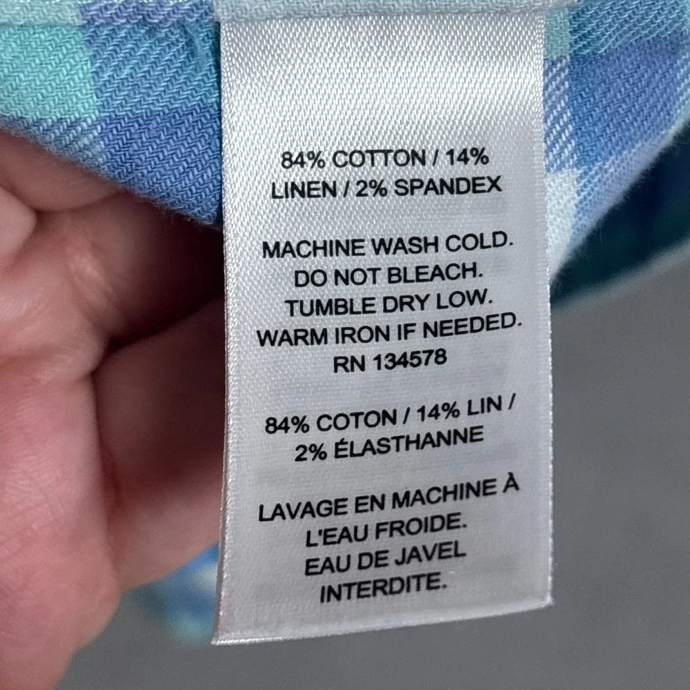 Vineyard Vines Shirt M Blue Plaid Lightweight Flannel Button Down Casual Classic